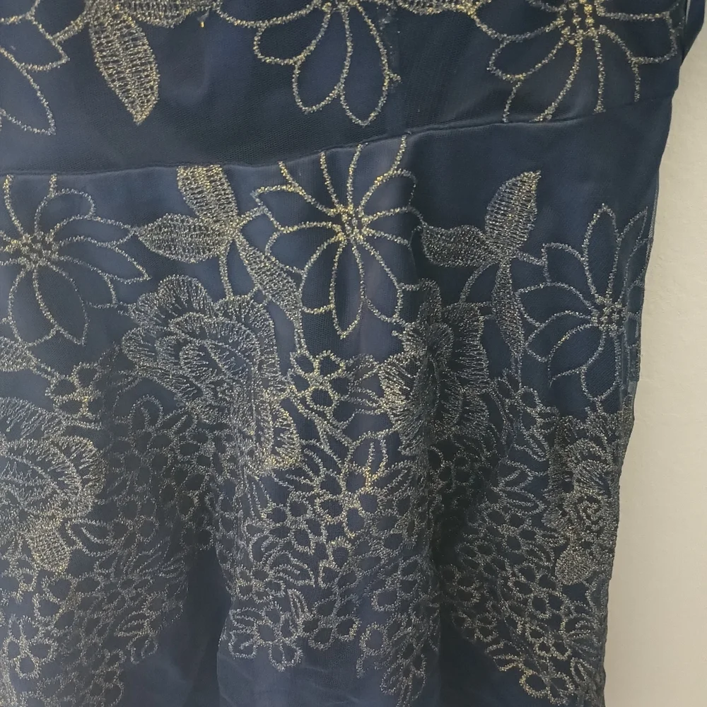 Tahari Arthur S. Levine Formal Dress Navy 12 - Picture 3 of 4